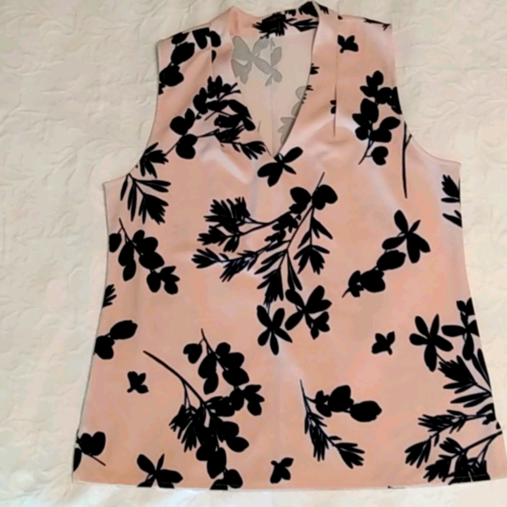 Ann Taylor sleeveless top, large, pink and black